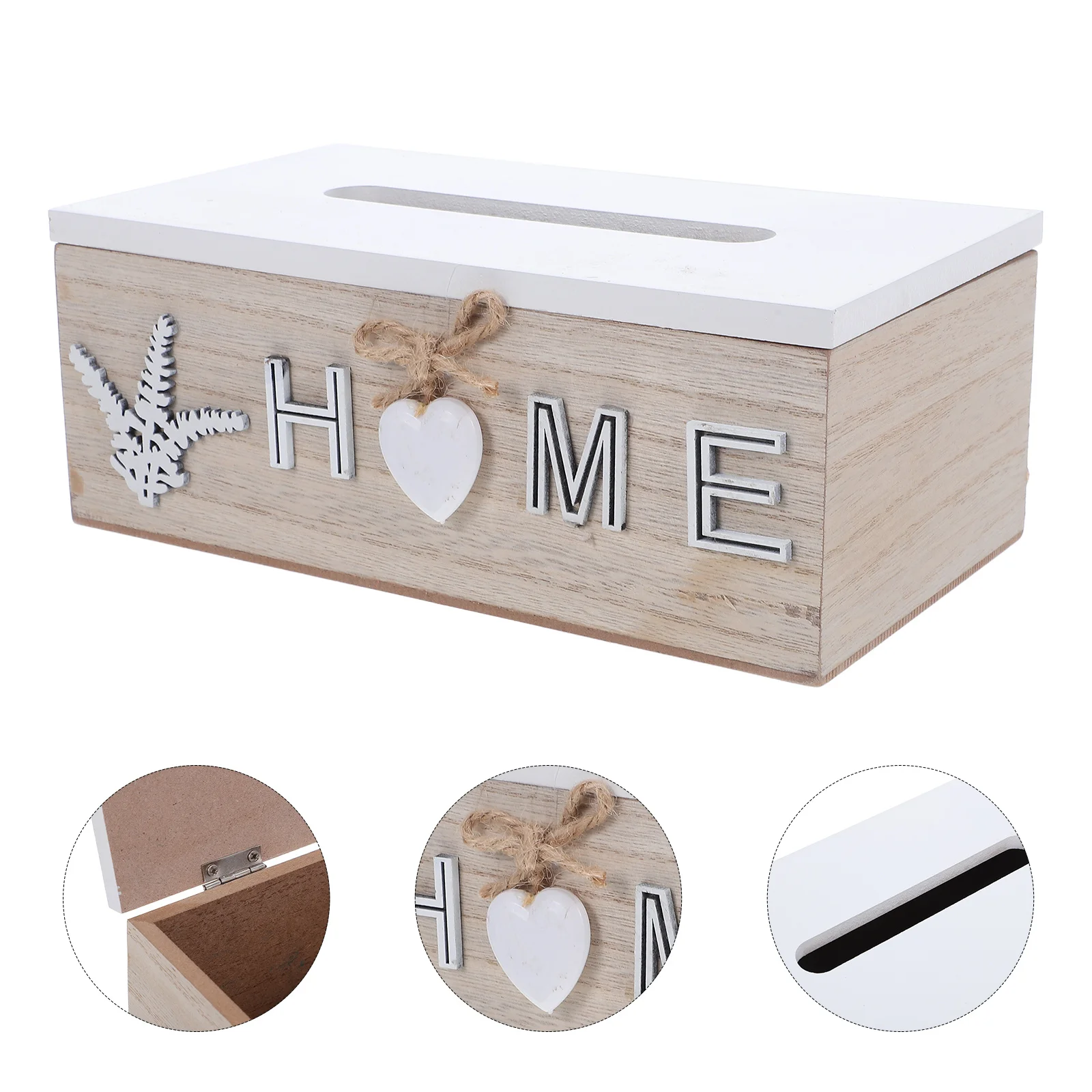 

Wooden Tissue Box Holder Rectangular Vintage Design Rustic Farmhouse Napkin Dispenser For Living Room Bathroom Desk