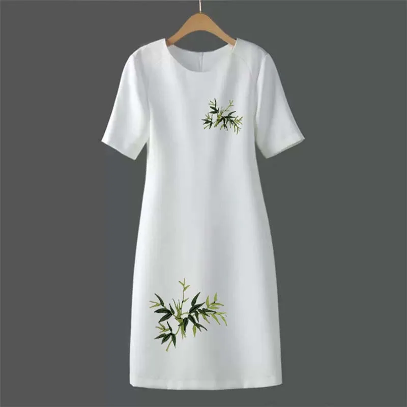 2PC/Simulation Fabric Bamboo Patch Vetement Thermocollant,3d  Flowers Embroidered Appliques Iron On Sticker for Clothing,Dresses