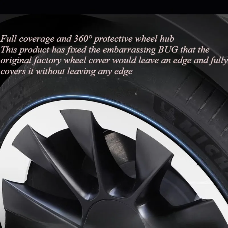 

For Tesla Model Y 2021-2024 20 Inch Wheel Hubcap Cover ABS Plastic Black Turbine Style Rim Protection Cover Styling Accessories