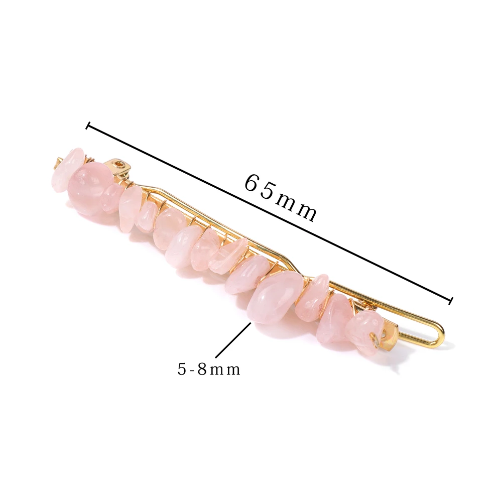 Natural Crystal Hair Clips For Women Girl Chip Stone Hairpins Pink Quartzs Amethysts Bridal Barrettes Headwear Hair Accessories