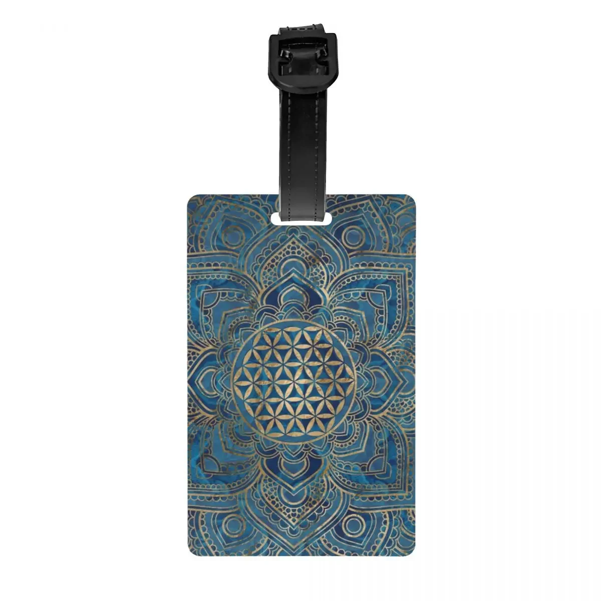 Flower Of Life In Lotus Mandala Luggage Tag Custom Baggage Tags Privacy Cover ID Label