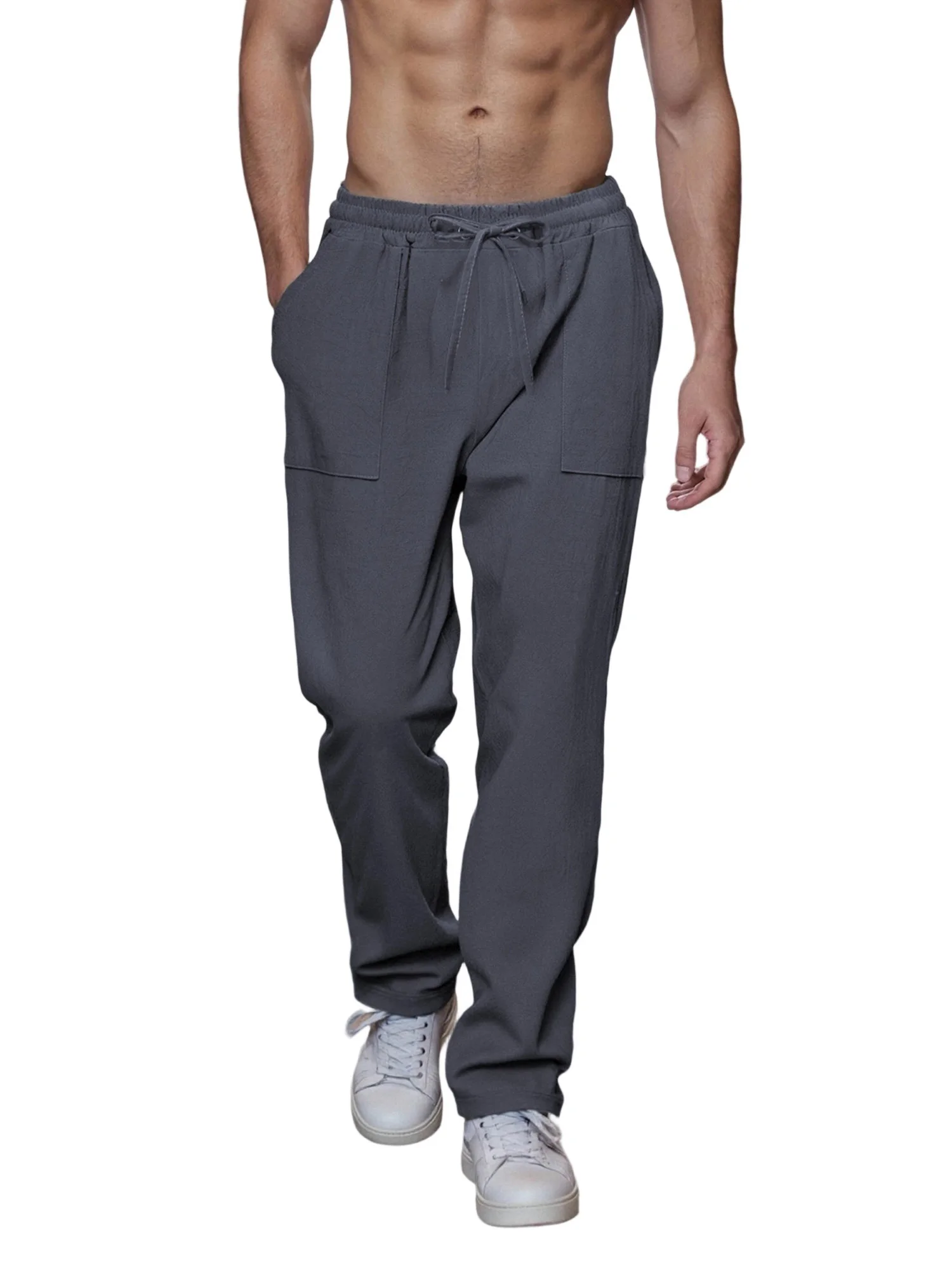 

Men s Casual Baggy Trousers with Adjustable Drawstring Waistband and Convenient Pockets for Everyday Comfort
