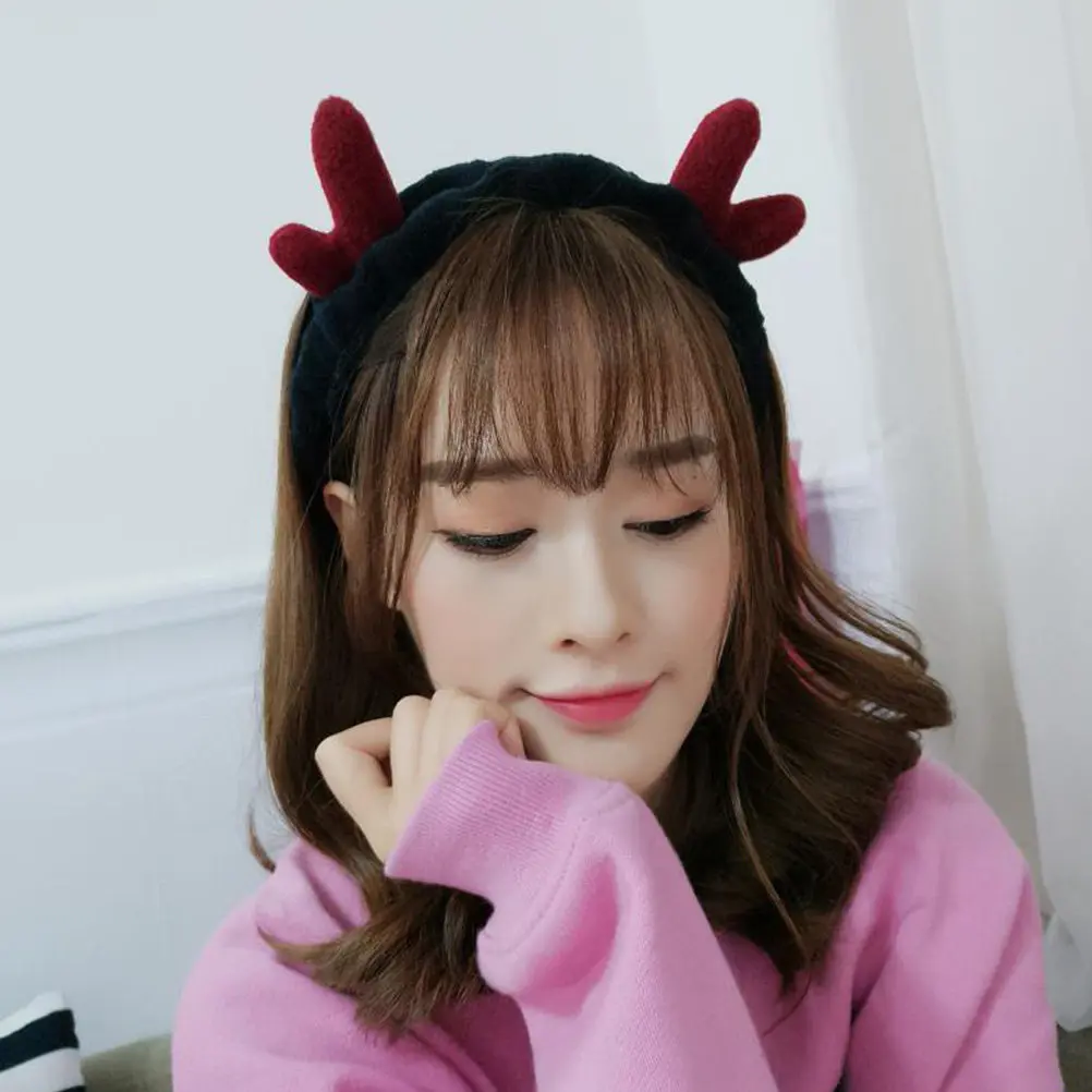 

Набор из 4 рождественских повязок для волос с оленьими рожками, мягкие, приятные для кожи, эластичные повязки на голову для женщин и девочек, для макияжа, душа, укладки, милые