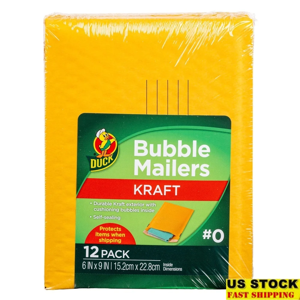 Self-Seal Kraft Bubble Mailers 6x9 Inch 12 Pack Padded Shipping Envelopes Durable Easy Use Lightweight Protection Books Crafts
