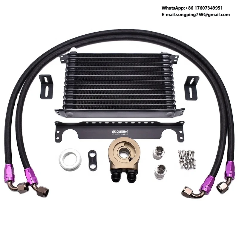 

Manufacturer Universal 13 Row Aluminum Engine Oil Cooler Kit With Single Adapter Japanese Style