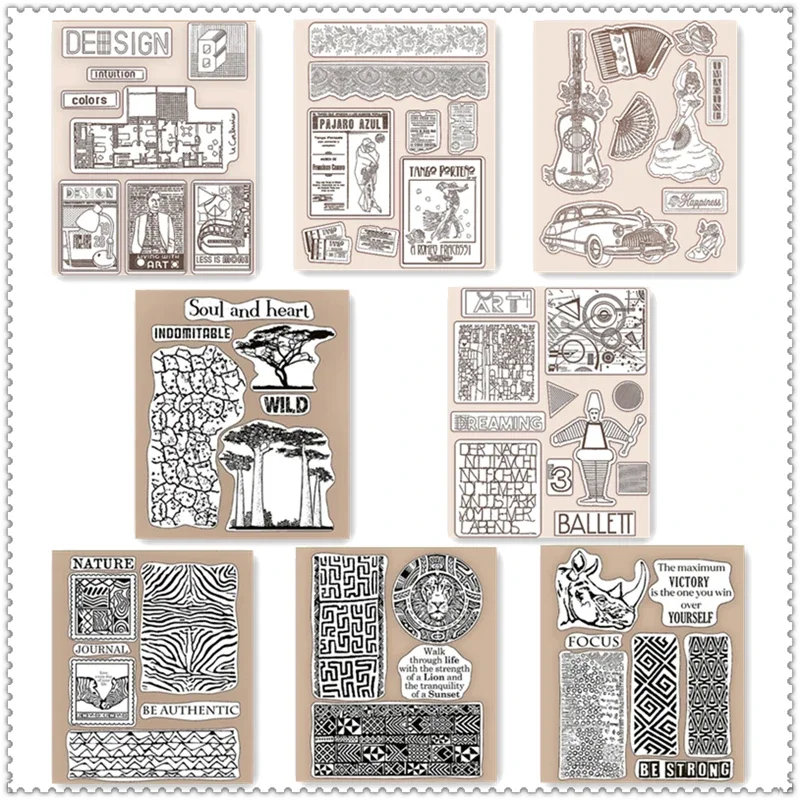 2022 New DIY Sellos Scrapbooking Paper Making Zebra Texture Ethical Borders Clear Stamp Embossing Craft Card Transparent Seals
