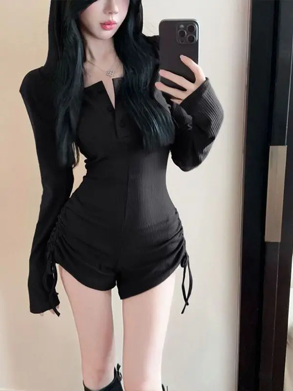 

American Sle Casual Hooded Jumpsuit Women's Slimming Fitn Clothes High Waist Long Sve Yoga Jumpsuit Polyester Fabric