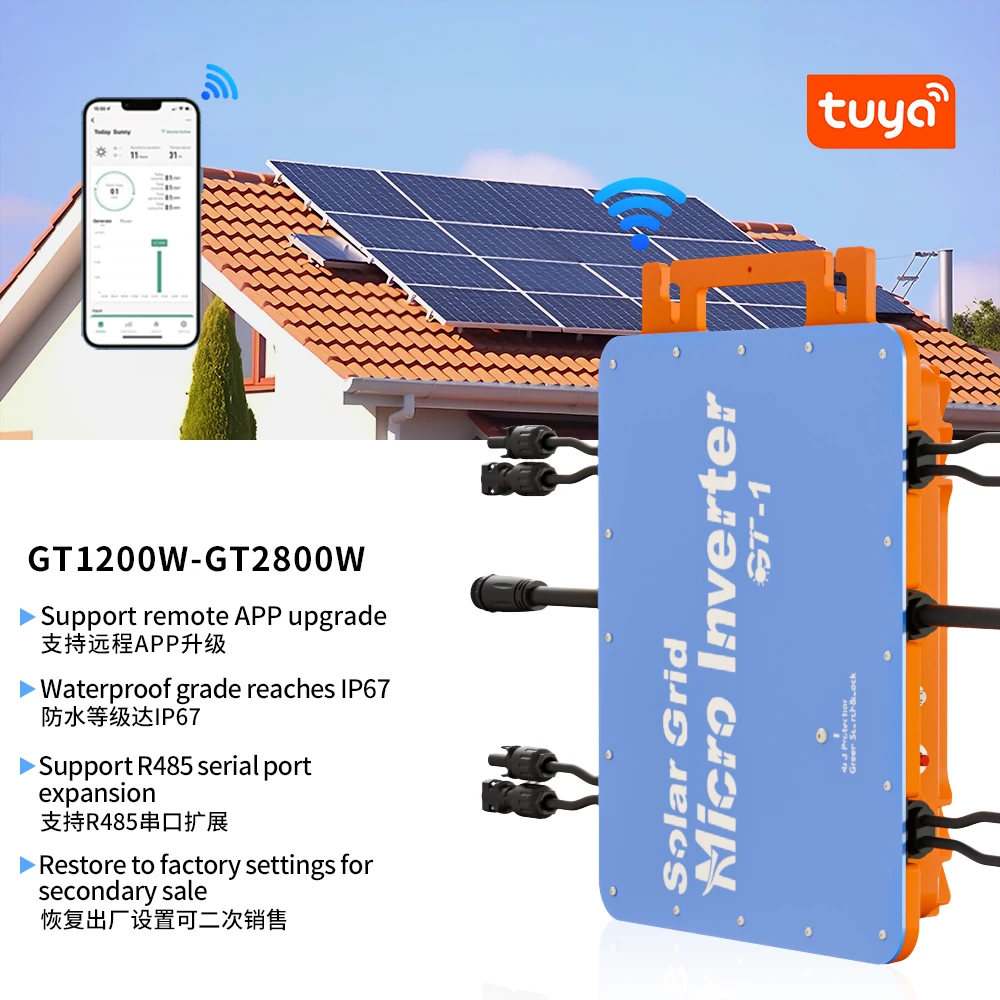 MPPT Micro Solar Inverter APP Remote Control Strong Heat Cooling DC22-60V 1400W 2000W 2800W Solar Power Electricity Collection