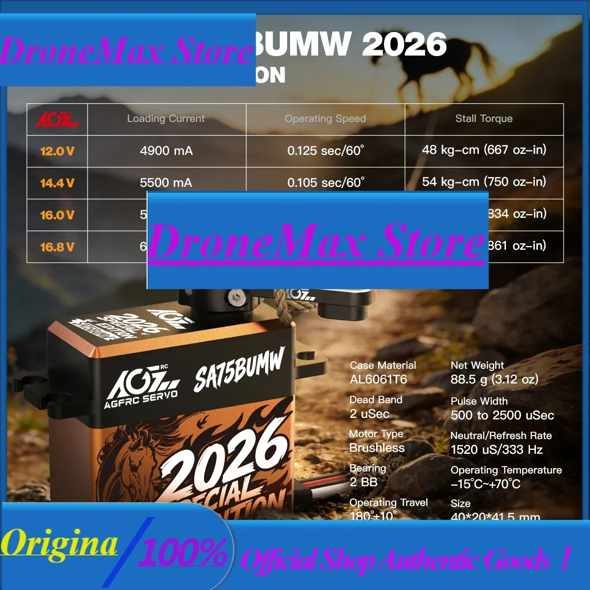 DroMaAGFRC SA75BUMW Special 62KG Super Torque 4S 16.8V HV Programmable Waterproof RC Servo For 1/8 1/10 RC Car Crawler