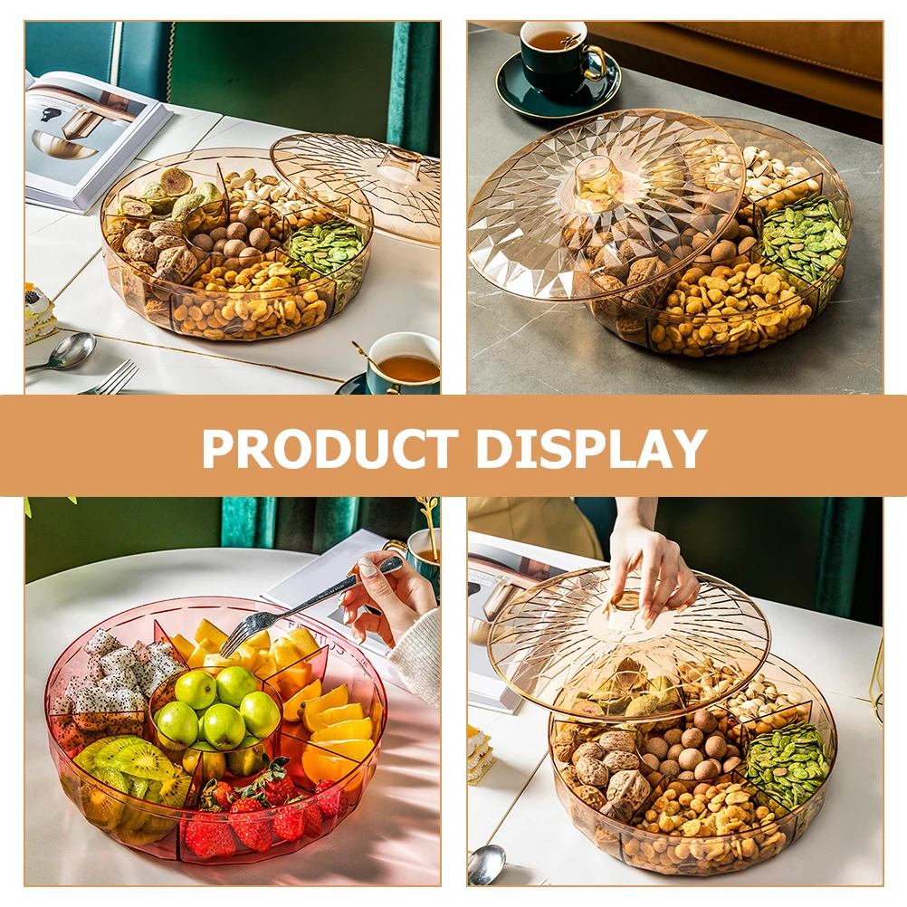 

Plastic Fruit Tray Divided Snacks Plate Diamond Cut Edges Design Household Organizer Container Dried Fruit Box