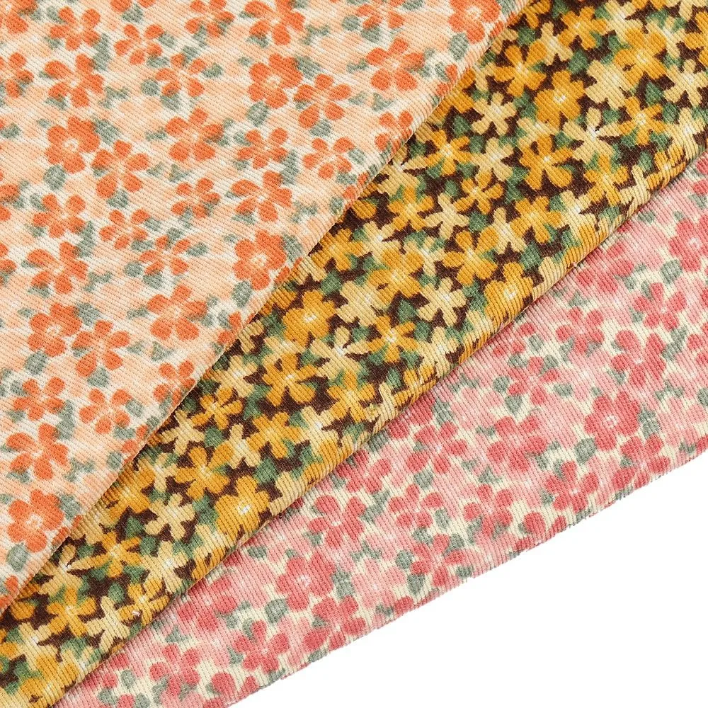 

100*150CM Flower Corduroy fabric small flower Polyester print cloth fashion Women's DIY clothing handmade Sewing quilting