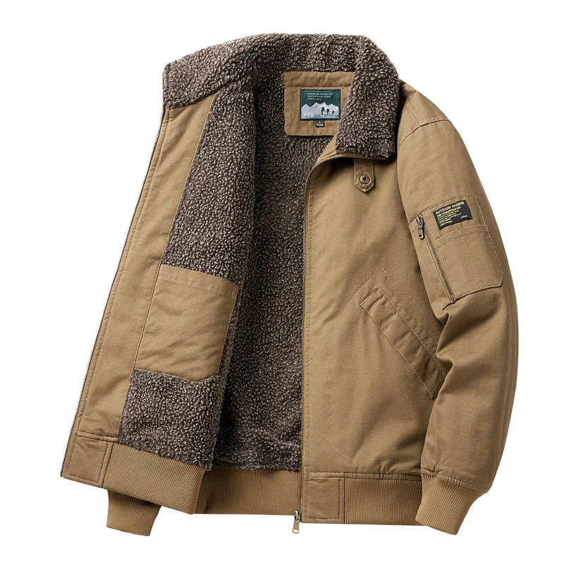 Winter 2026 New Fashion Men's Solid Color Casual Trendy Turn-down Collar Long Sleeve Cotton Padded Jacket Male Coat Clothes Tops