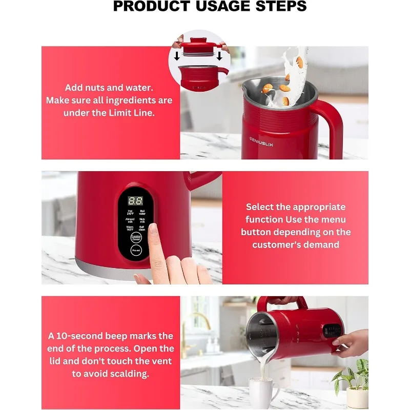 Nut Milk Maker Machine for Homemade, Plant-Based Milk with Auto Clean & Temperature Control Soy Milk Maker, Non-Dairy Beverages