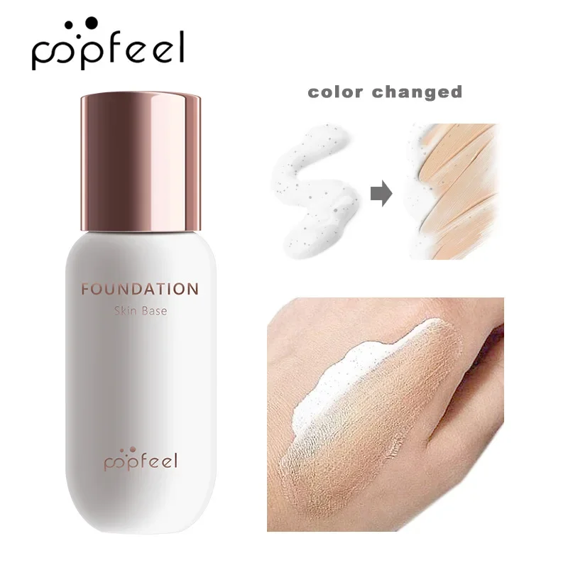 Best-Selling Popfeel Makeup Color Changing Foundation Brightens And Lightweight Coverage Pore Invisible Cream, Even Skin Colours