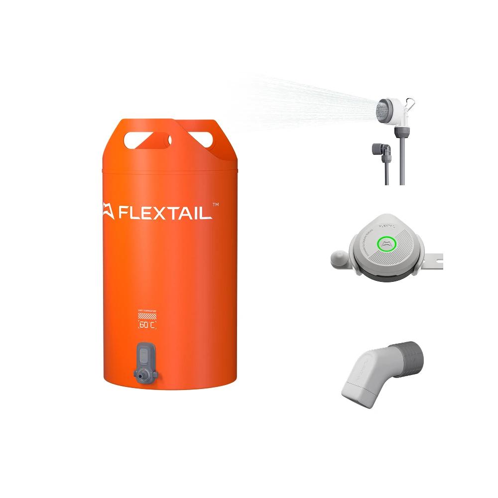 FLEXTAIL TINY SHOWER BUCKET/BAG - 20L waterreservoir voor buiten met ingebouwde pomp, automatische dosering, aanpassing met twee snelheden