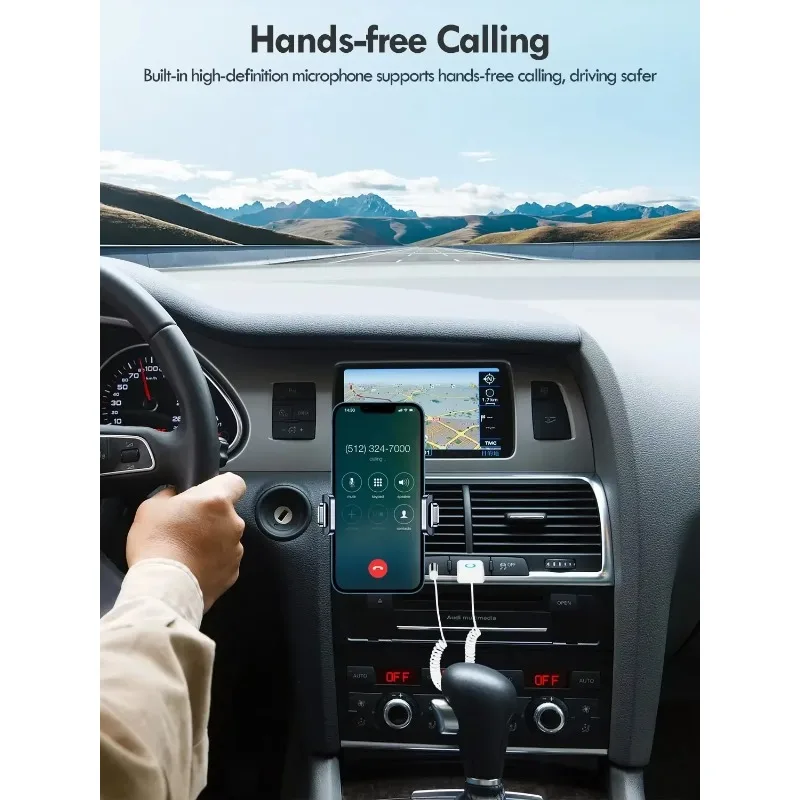 USB Bluetooth Receiver Car Aux Adapter 3.5mm Wireless Audio Noise Cancelling For Car Stereo Speaker Music Handsfree Calling Use