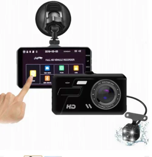 

2026 4.0 inch HD front and rear dual recording driving recorder car hard disk video recorder reversing image DVR 1080P