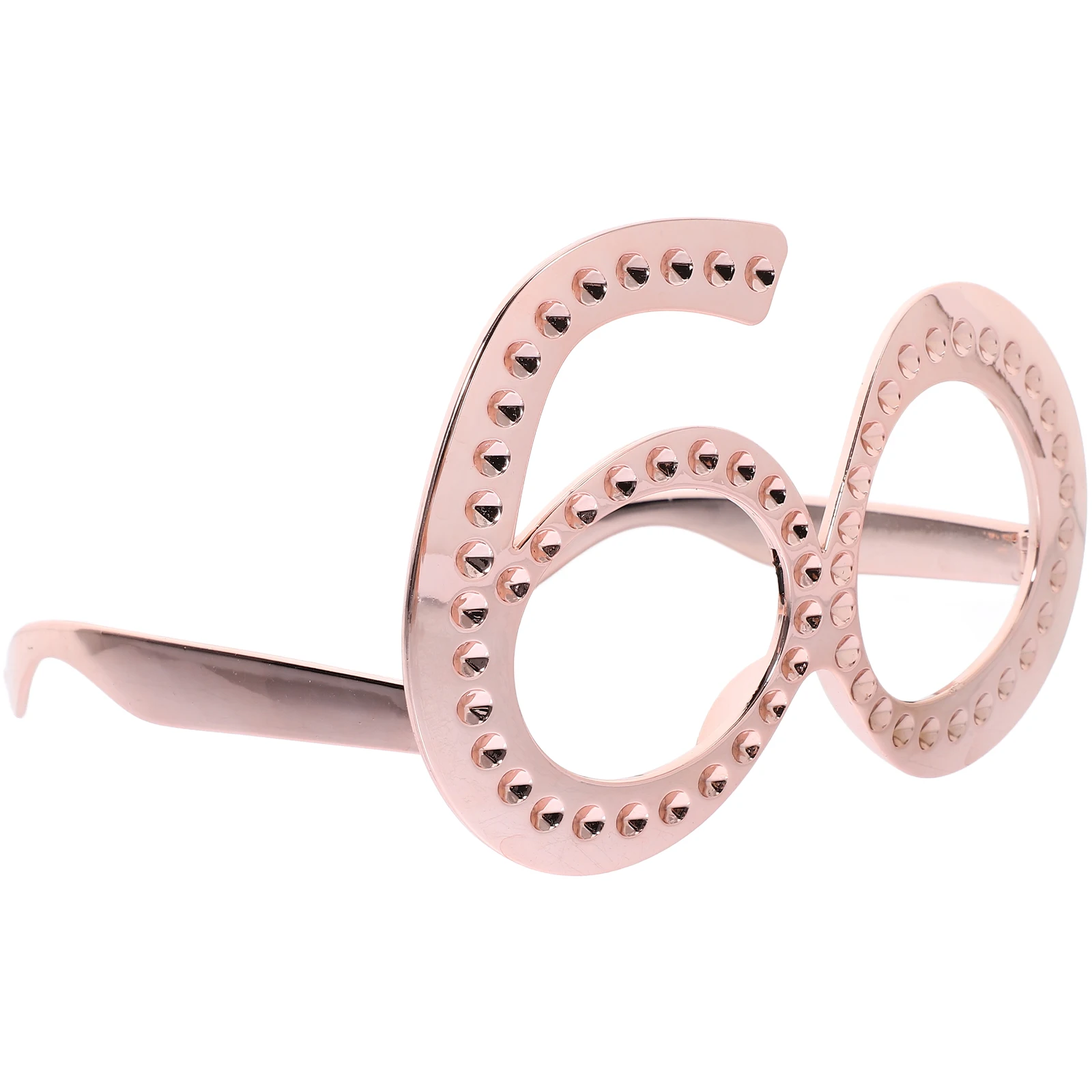 

Digital Glasses Photo Prop 60 Number Birthday Eyewear Crystal Pink Decor Lightweight ABS Frame Party Accessories for Adults