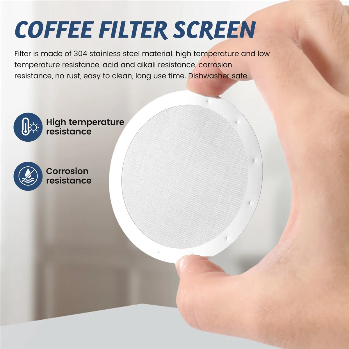 3-pack metalen herbruikbare koffiefiltergaas voor koffiezetapparaat, espressomachine, zilver