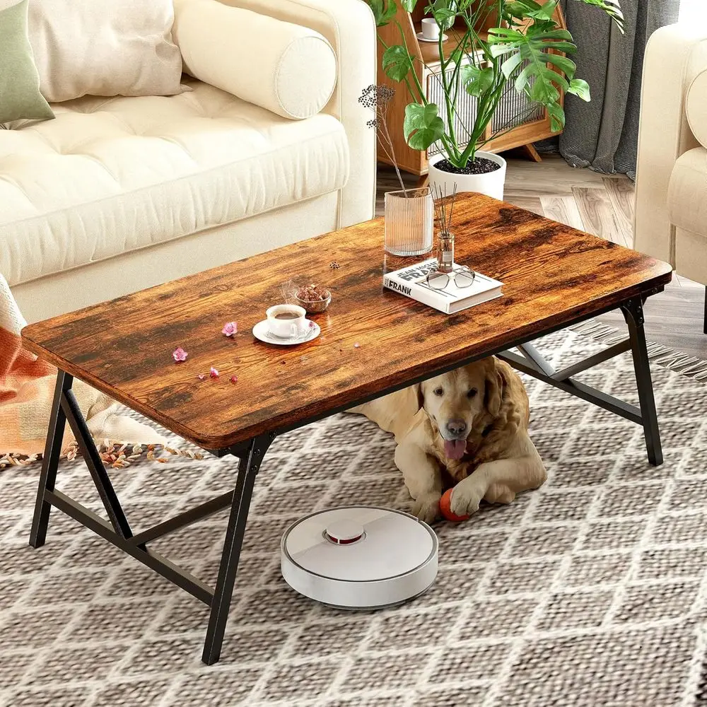 

olding Coee Table, Leg es Portable Sturdy loor Table, No Assembly Low Coee Table or Living Room, Home, Oice, Rustic Brown, Carav