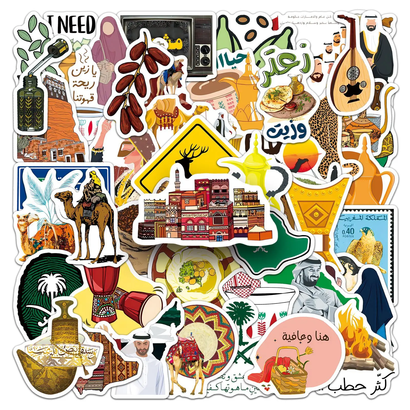50 STKS Arabische Stijl Stickers Outdoor Reizen Cartoon Creatieve Waterdichte Graffiti Auto Notebook Briefpapier Decoratieve Sticker Speelgoed
