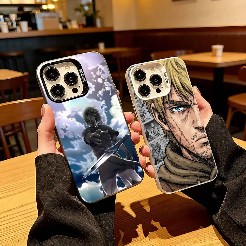 

V-Vinland S-Saga A-Anime Phone Case For iPhone 17,16,15,14,13,12,11 Plus,Pro Max,XS,Colored Silver Plated Inside Cover