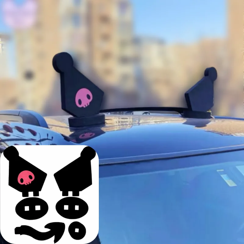 Sanrio Kuromi Car Decorate Anime Cinnamoroll Car Ear Tail Roof Set Cute Cartoon Decoration Cars Accessories Kawaii Kid Gift Toy