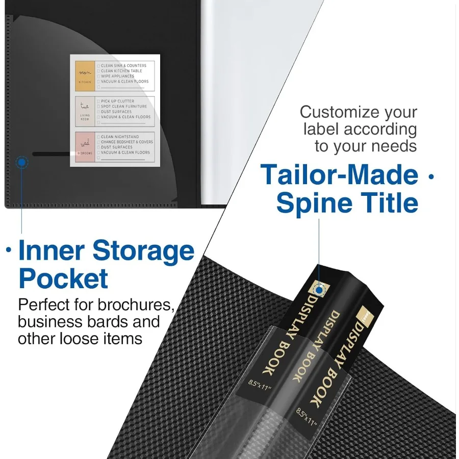 플라스틱 슬리브가 있는 30포켓 바인더 8.5x11 헤비 듀티 아트 포트폴리오 폴더 투명 시트 보호 디스플레이 60페이지 프레젠타