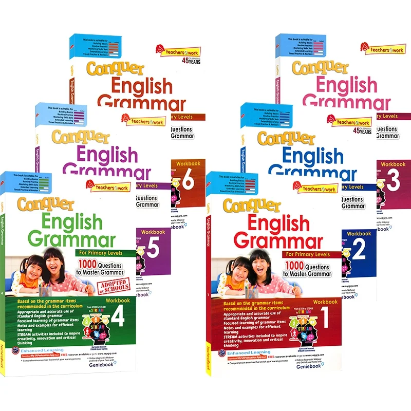 

6 Pcs/Set SAP Conquer Grammar Workbook Grade 1-6 English Grammar Training Singapore Primary School English Textbook