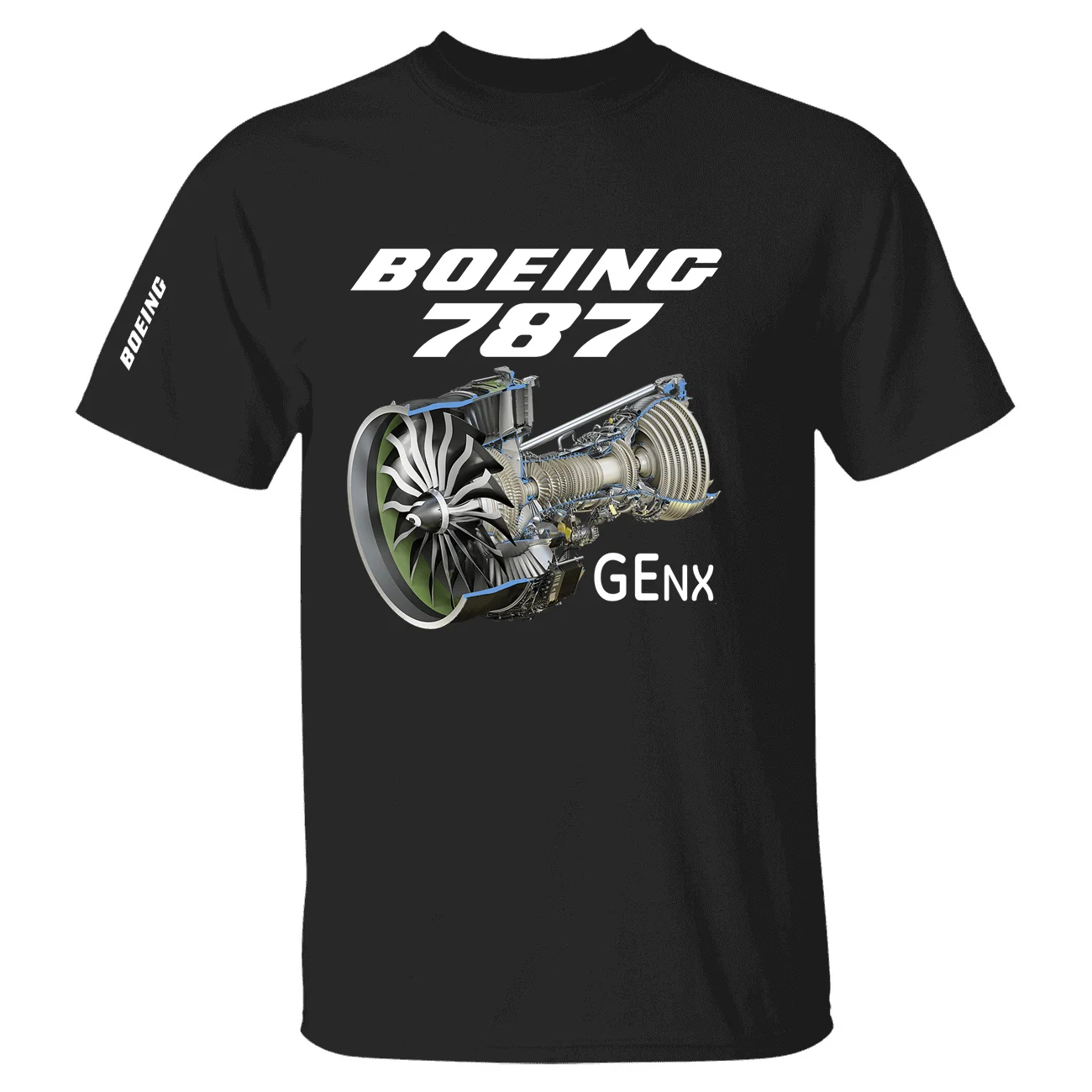 Boeing 787 & GENX Engine Aviation Flight Pilots Short Sleeve T-shirts Cotton Graphic T Shirts for Men Women