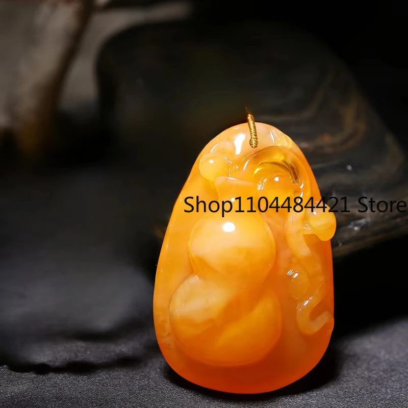

Подвеска Ruyi Gourd, Chanterelle, желтое янтарное ожерелье, мужские и женские цепочки для свитера
