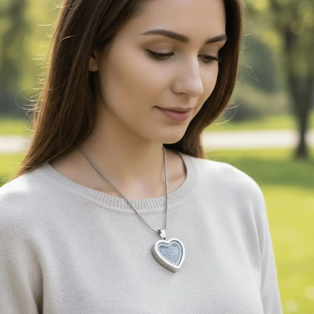 Stainless Steel Pet Memorial Lockets Fill-able Love Heart Heart Pendant Dust-proof Sealed Ashes Necklace Pendant Remembrance