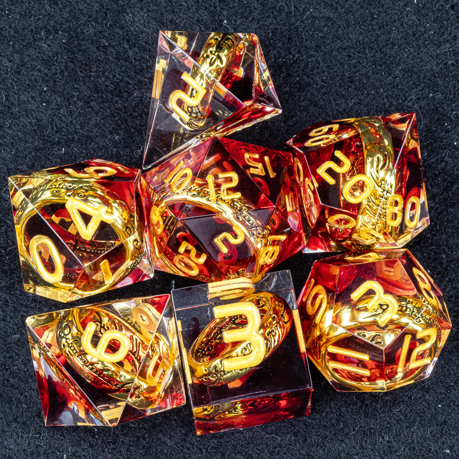 

The Ring D and D Dice Set Table Game Dice for TRPG, Sharp Edge Resin D&D Dice for dungeons and dragon, Board Games Dice