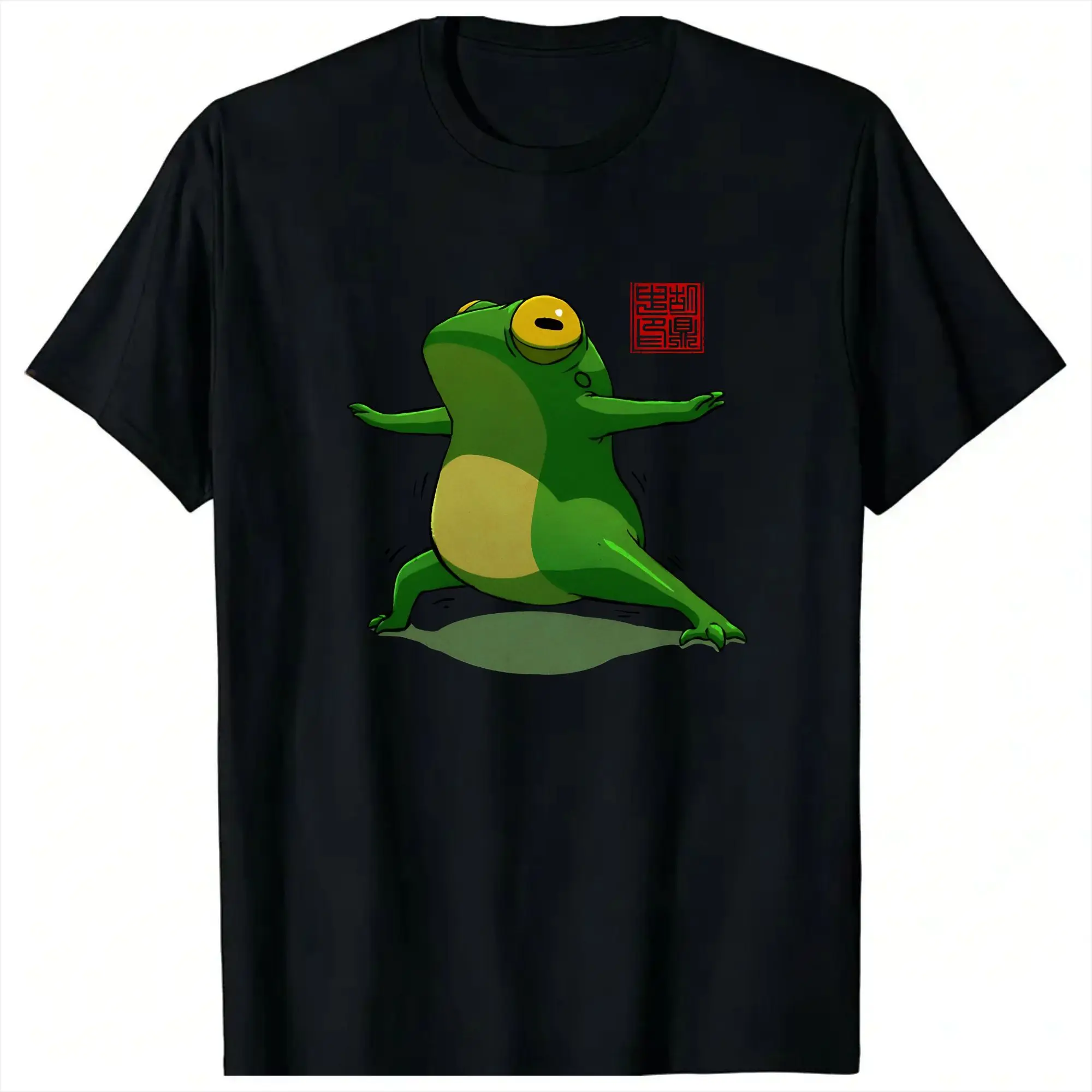 Casual T-Shirt Summer Yoga Frog Warrior Two Pose T Shirts  Cotton Tee Shirt for Male Y2K Fun Wholesale Short Sleeve Top Tees