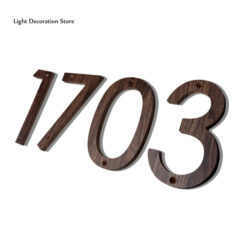 125mm/5in Acrylic Wood Grain House Number Floating Numbers Address Sign #0-9 Letters Big Modern Door Plates Home Outdoor Numeros