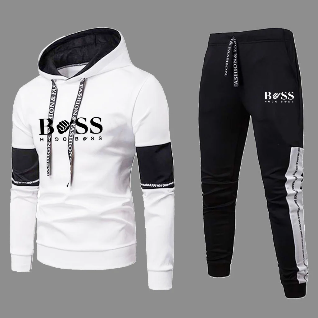 2024 Men\'s Spring and Autumn Luxury Brand Printed Sports Set Casual High Quality Hoodie Pullover+Pants 2-piece Men\'s Fashion Set