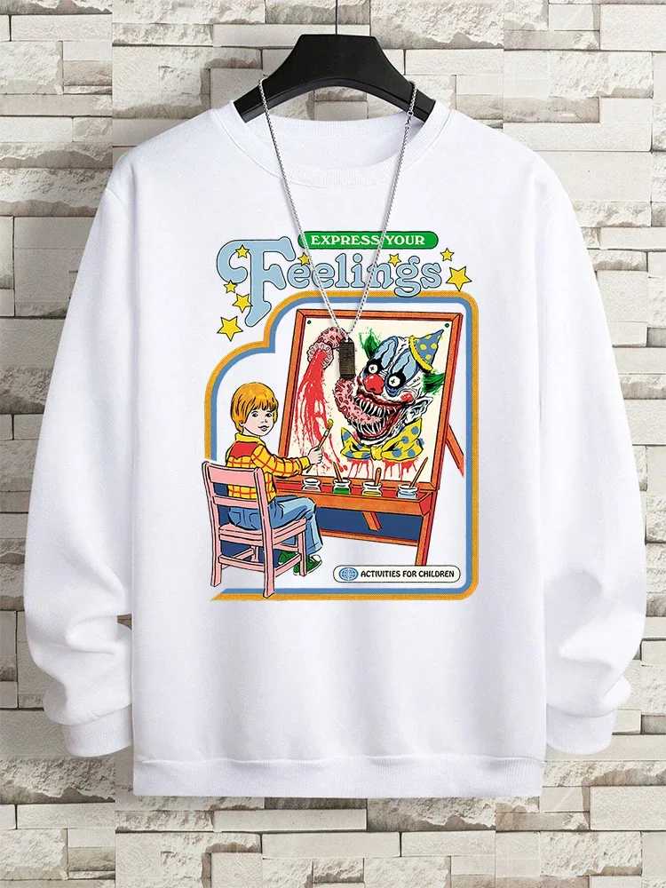 Halloween Express Your Feelings Draw A Clown Men Women Hoodie New Creativity Sweatshirt Pullover Tops Autumn Clothes Loose Hoody