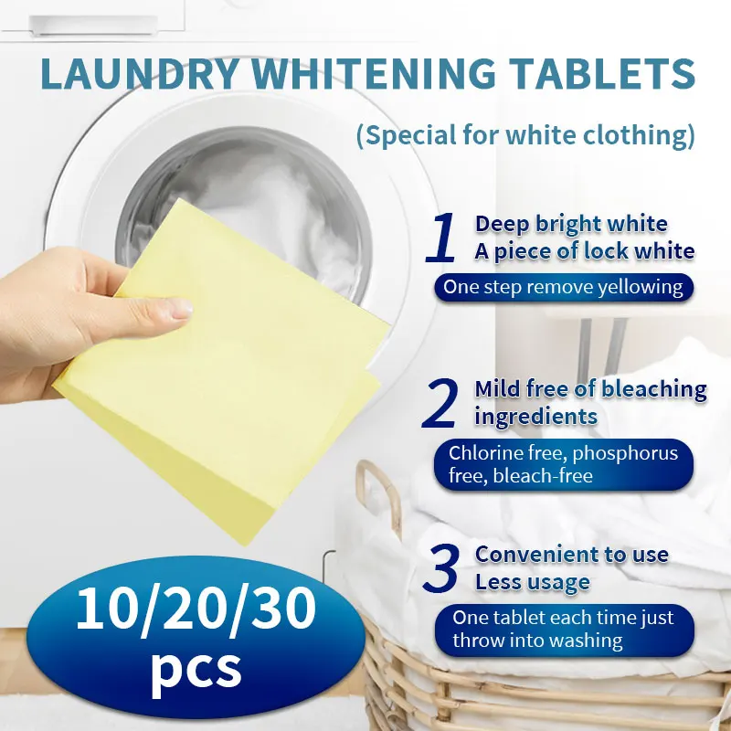 

10pcs Clothes Bleaching Tablets - Deep Clean, Strong De-Yellowing (For White Clothes)