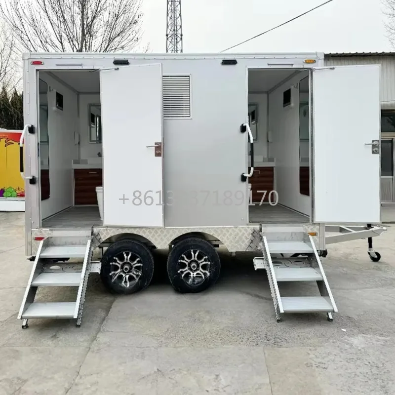 Heavy-Duty Luxury Portable Bathroom Trailer Climate Control PremiumPortable Toilet for Weddings Corporate Events Job Sites