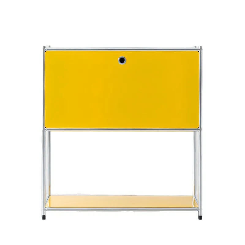 

Wrought iron leather edge cabinet Internet celebrity ins wind module cabinet Stainless steel storage