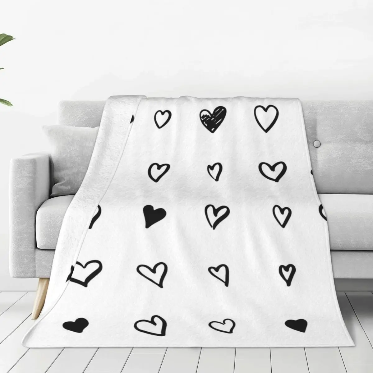 Valentine's Day Blanket Heart Black Travel Office Flannel Throw Blanket Warm Soft Couch Bed Design Bedspread Birthday Present