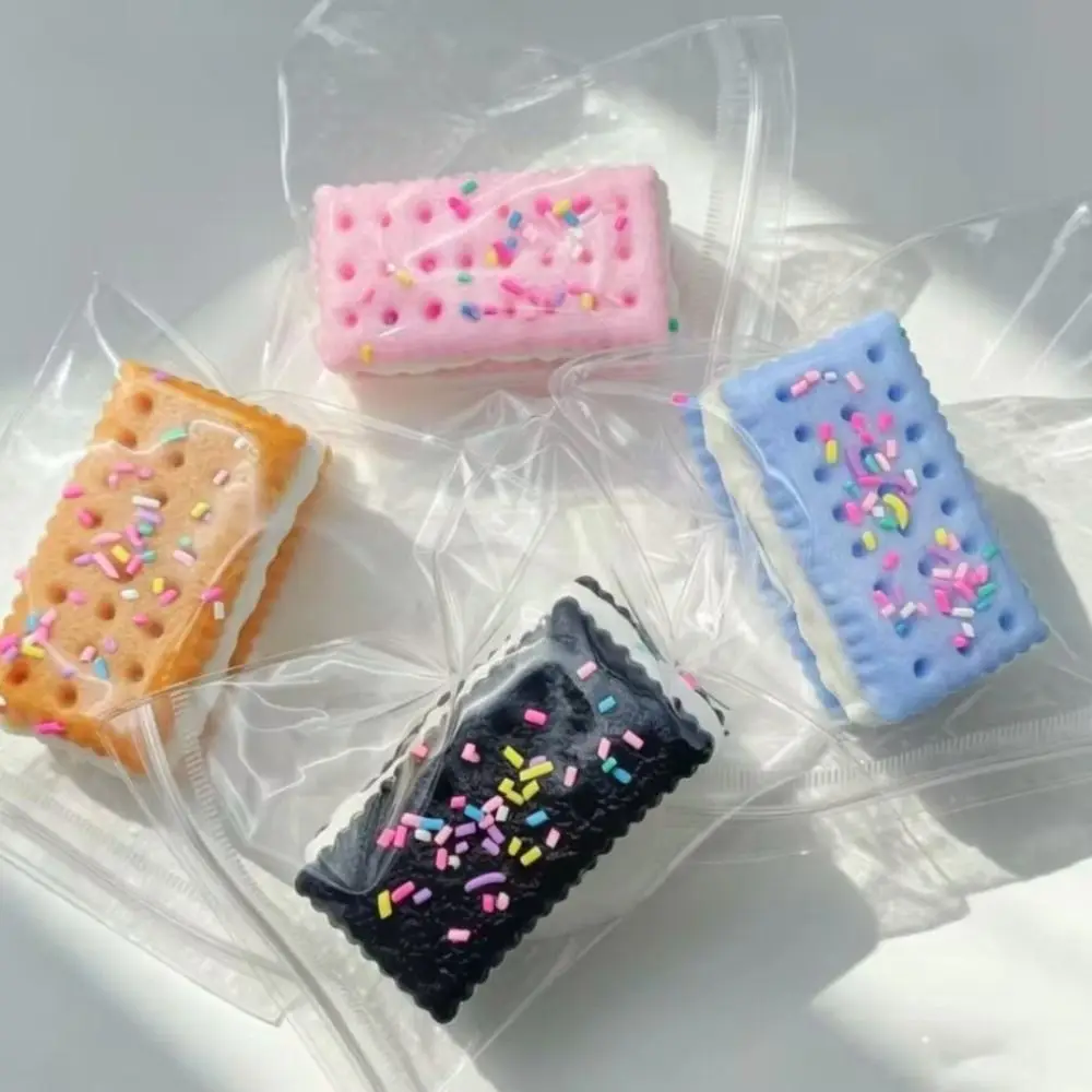 Handmade Silicone Biscuit Squishy Elastic Pinch Feel Slow Rebound Unzip Biscuits Squeeze Funny Design Ultra Soft Texture