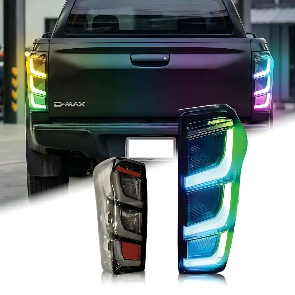 LED RGB Tail Lights for Suzuki D-Max pickup truck 2012-2019 Lamp Dynamic Turn Signal Light  Bluetooth APP Control
