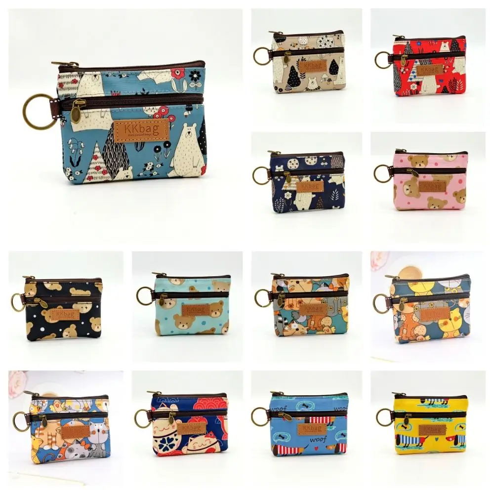 Monedero portátil con cremallera de animales, billetera con oso de dibujos animados, monedero de oso Polar, monedero para gatito, funda para auriculares de gato de la fortuna para niña