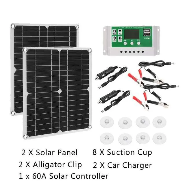 Solar Panel 12V Flexible USB Power Portable Outdoor Solar Cell Camping Hiking Travel Phone Charger Real 150/300W Solar Panel Kit