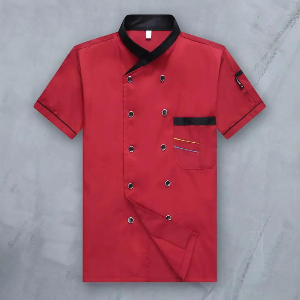 Chemise de Chef unisexe, vêtements de Restaurant, avec Double boutonnage, boutons à poches, manches courtes, cuisine Restaurant, uniforme de Chef, grande taille