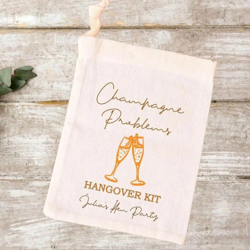 20 pcs Personalised Champagne Problems Hangover Kit,Hangover Recovery Kit Bags,Bachelorette Party Favour Bags,Hen Party Bags