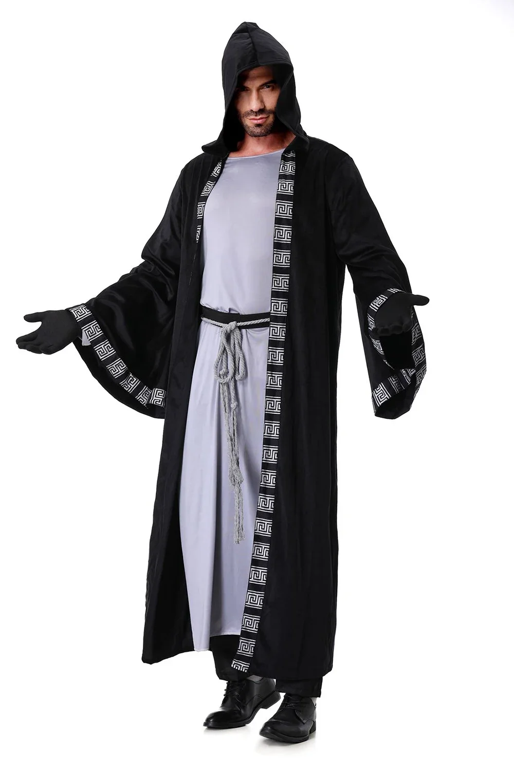 Mittelalterliche Religiöse Zauberer- und Priester-Cosplay-Roben für Halloween, Tag der Toten, Vampir-Kostüm, Karnevalsparty, Bühnenkostüm – Detail 7
