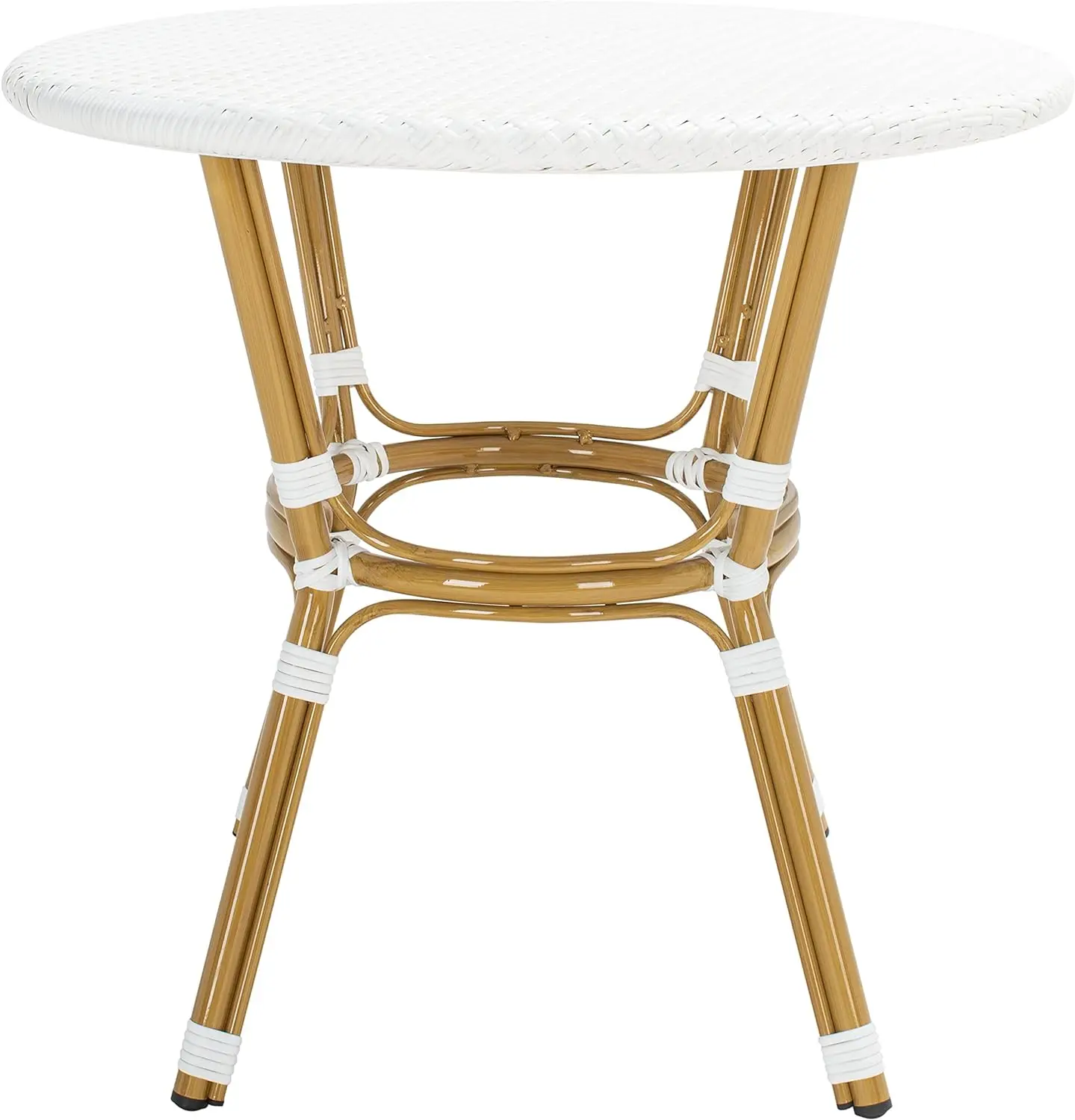 Safavieh PAT4012C Outdoor Collection Sidford White Rattan Bistro Table