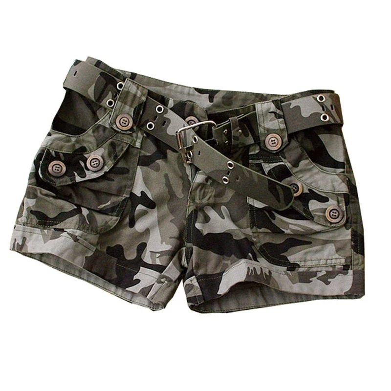 Women's Summer Camouflage Shorts Casual Military Zipper Pocket Pantaloon Ladies Big Size Jogging Pants Cotton Slim Mini Shorts